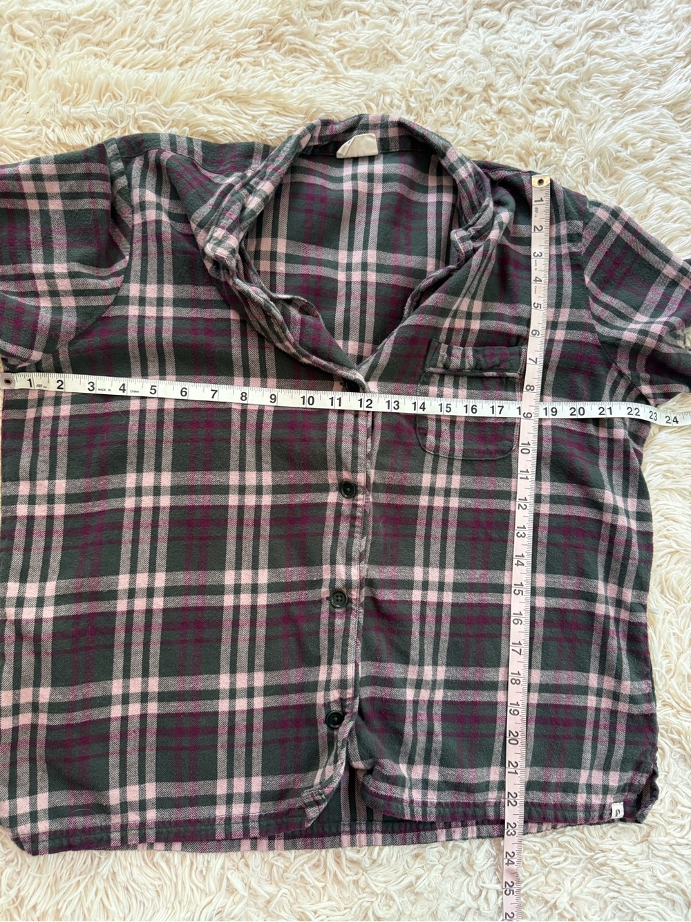 Pact Organic Cotton Plaid Flannel Shirt Women’s L Pink Green Burgundy Button Up - Picture 7 of 7